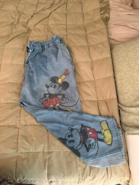 Minnie and Mickey  Blue Denim Jeans with Character Print